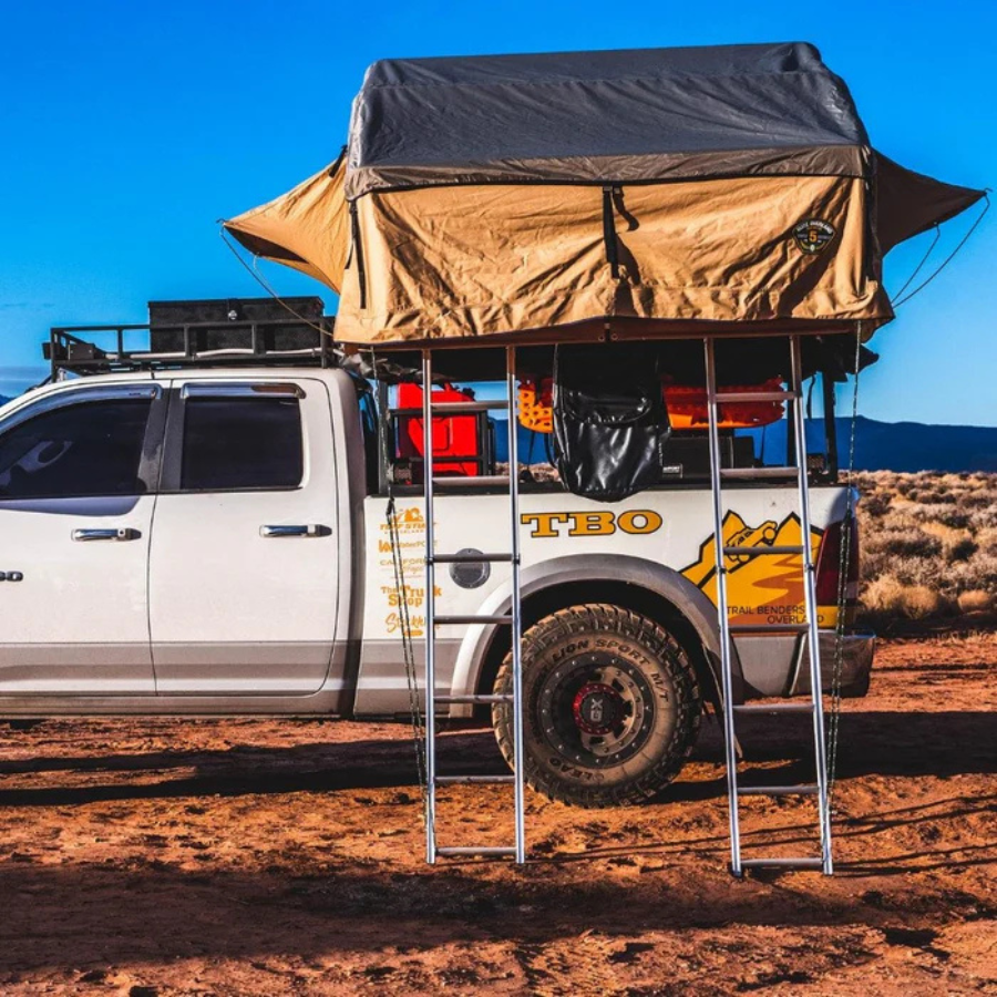 Tuff Stuff Overland Elite Rooftop Tent Includes Annex Room, 4-5 Person, Tan front view