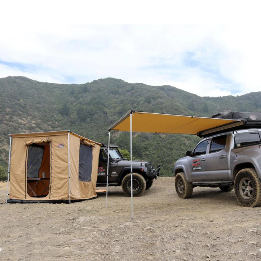 Tuff Stuff Overland Awning Shelter Room w/ PVC Floor, 280G Material, 6.5'x8'  beside another awning