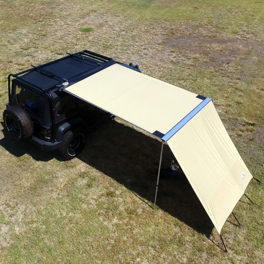 Tuff Stuff Overland Truck or Car Awning Shade Wall, 6.5x8 Feet, Poly-Cotton Ripstop top view outdoor