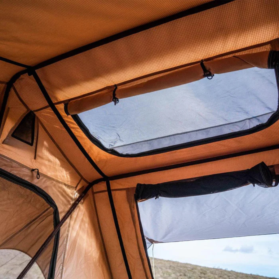 Tuff Stuff Overland Trailhead Rooftop Tent, 2 Person, Tan interior windows