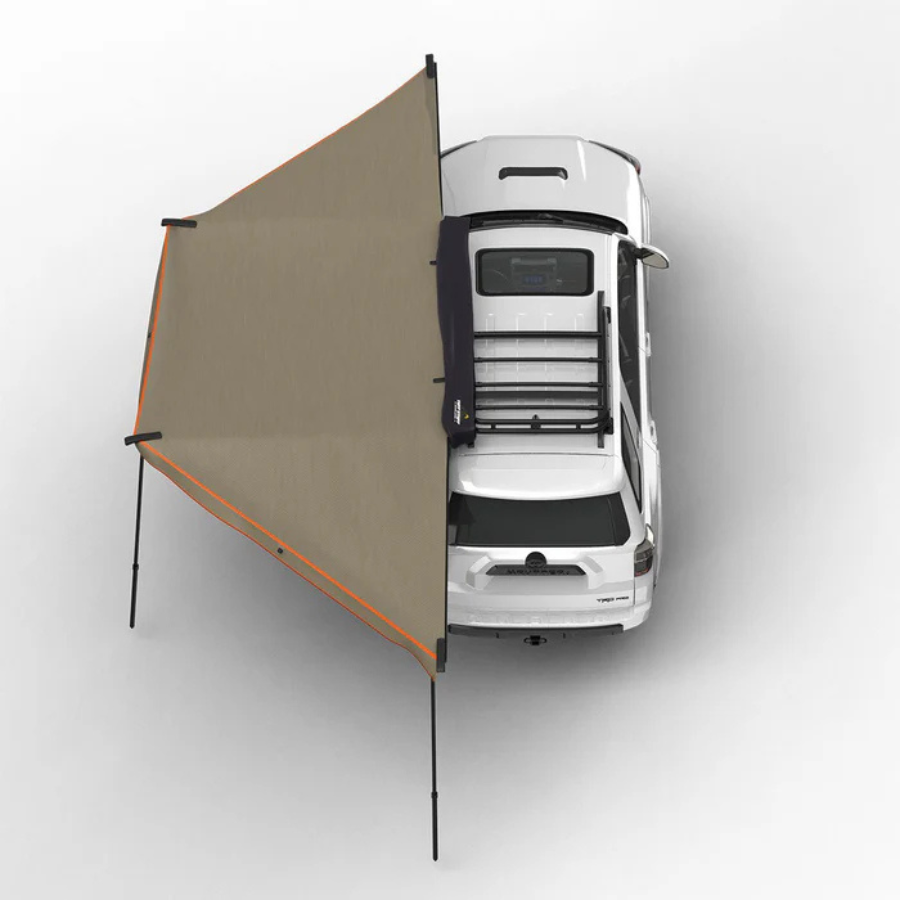 Tuff Stuff Overland 180 Degree Awning, XL, Driver or Passenger Side, C-Channel Aluminum, Olive top view