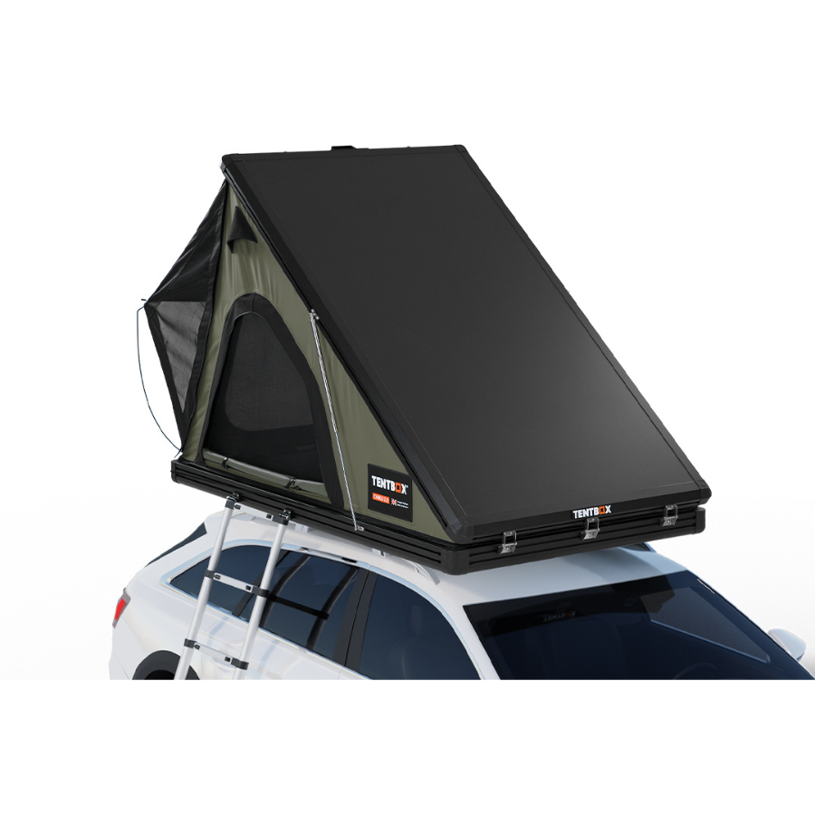 TentBox Cargo 2.0 Rooftop Tent corner profile - forest color