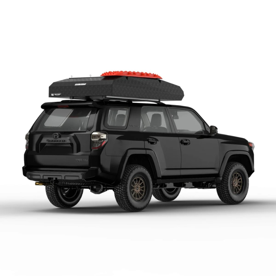 TUFF STUFF OVERLAND  STEALTH HARDSHELL ROOFTOP TENT, ALUMINUM, 3 PERSON, BLACK closed 