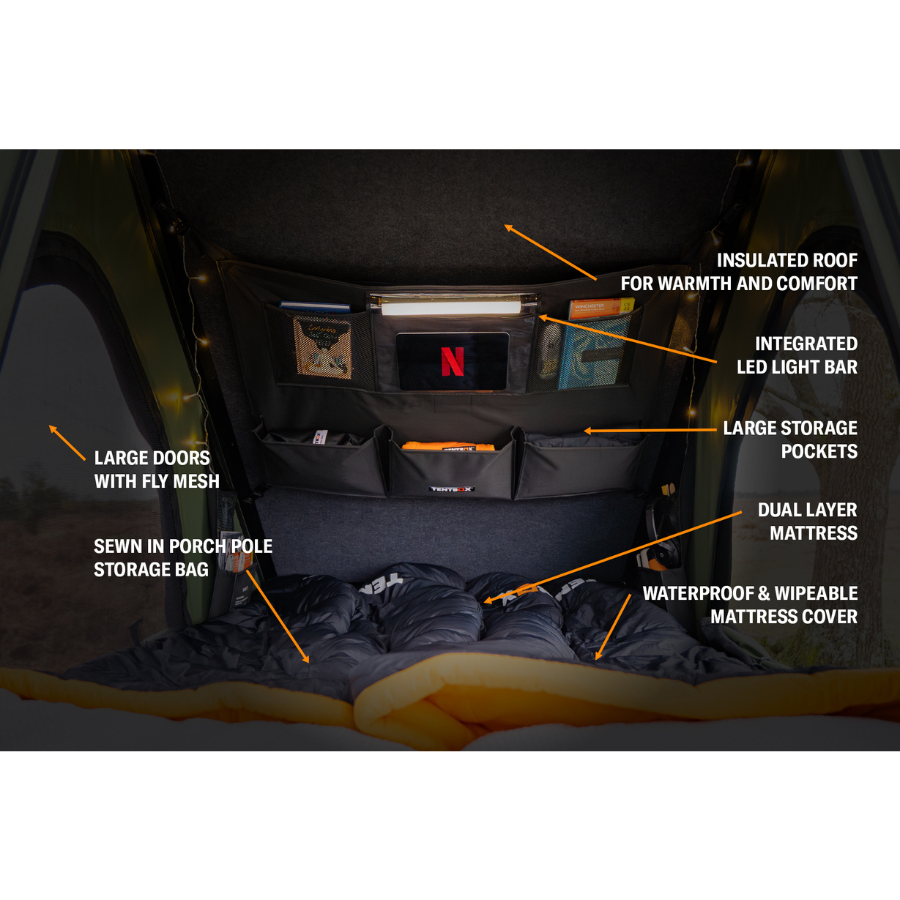 TentBox Cargo 2.0 Rooftop Tent interior info 