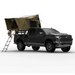 TUFF STUFF OVERLAND  STEALTH HARDSHELL ROOFTOP TENT, ALUMINUM, 3 PERSON, BLACK front corner profile on chevy