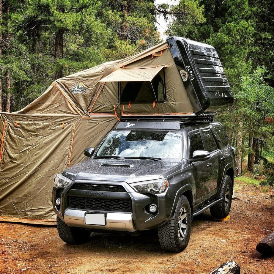 TUFF STUFF OVERLAND  ALPHA HARDSHELL ROOFTOP TENT, ABS, 2-3 PERSON, BLACK right view on 4runner