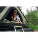 TentBox Cargo 2.0 Rooftop Tent close up with person sitting in tent