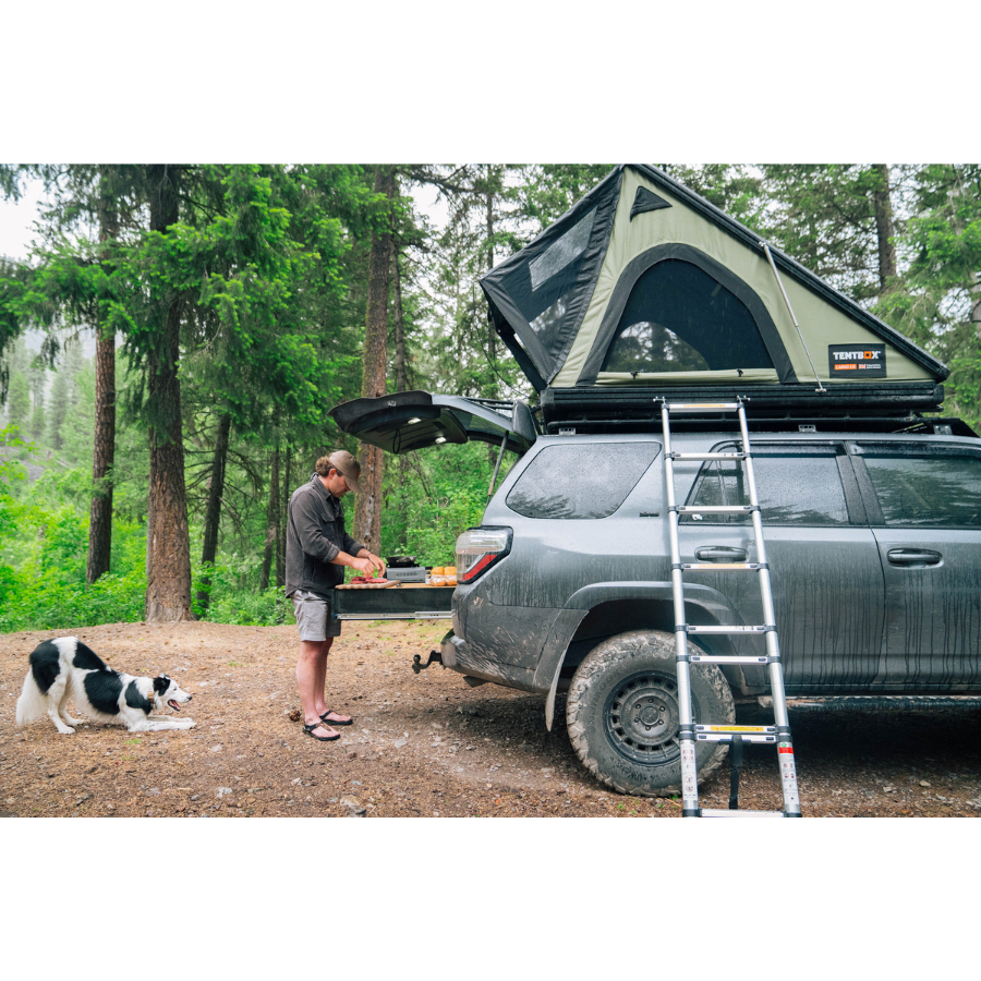 TentBox Cargo 2.0 Rooftop Tent outdoor side view - forest color