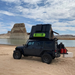 TUFF STUFF OVERLAND  STEALTH HARDSHELL ROOFTOP TENT, ALUMINUM, 3 PERSON, BLACK back view on black jeep