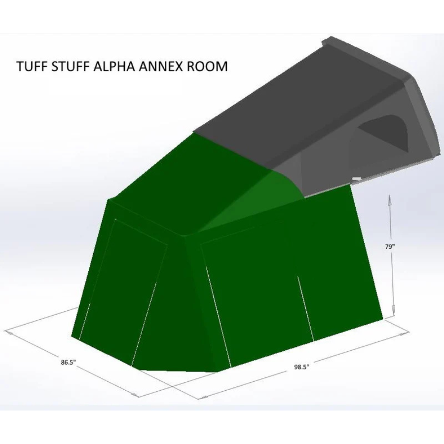 Tuff Stuff Overland Alpha / Stealth Annex Room, 98x87 Inches, Olive dimensions 