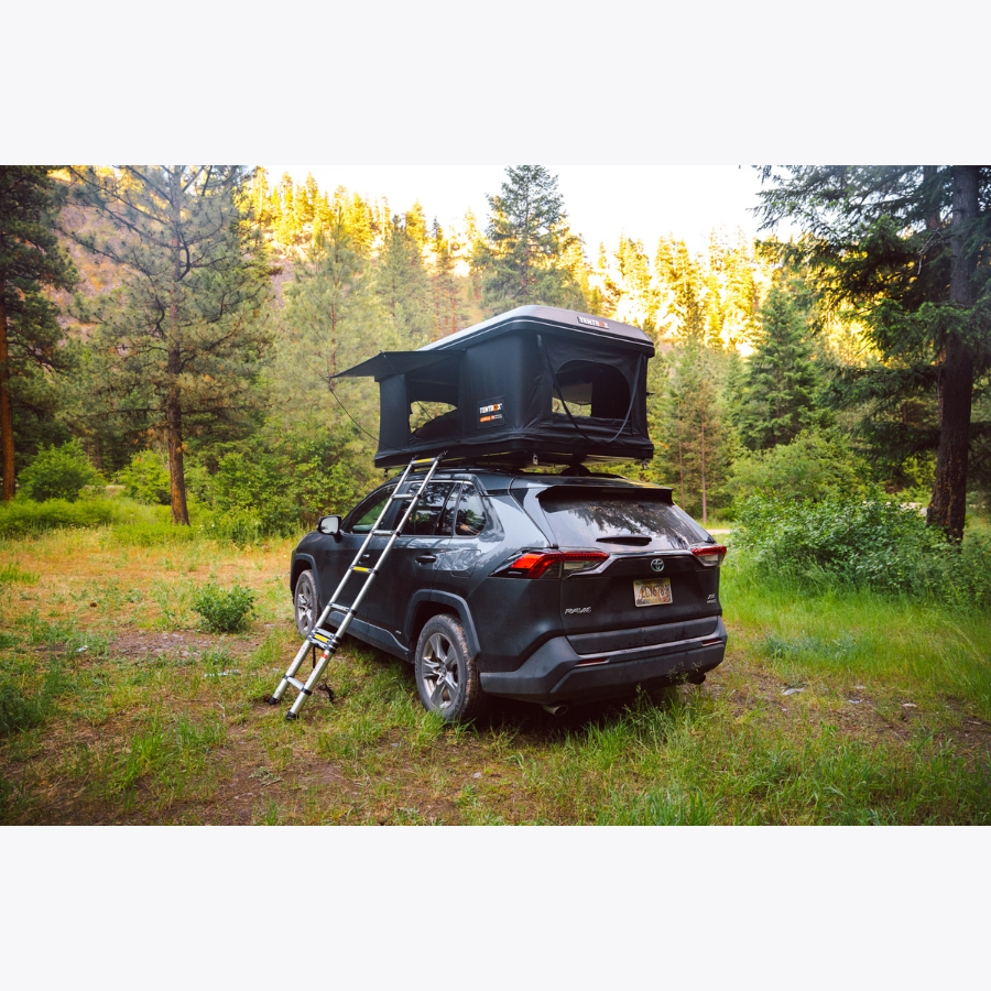 TentBox Classic 2.0 Rooftop Tent rear corner view - midnight color