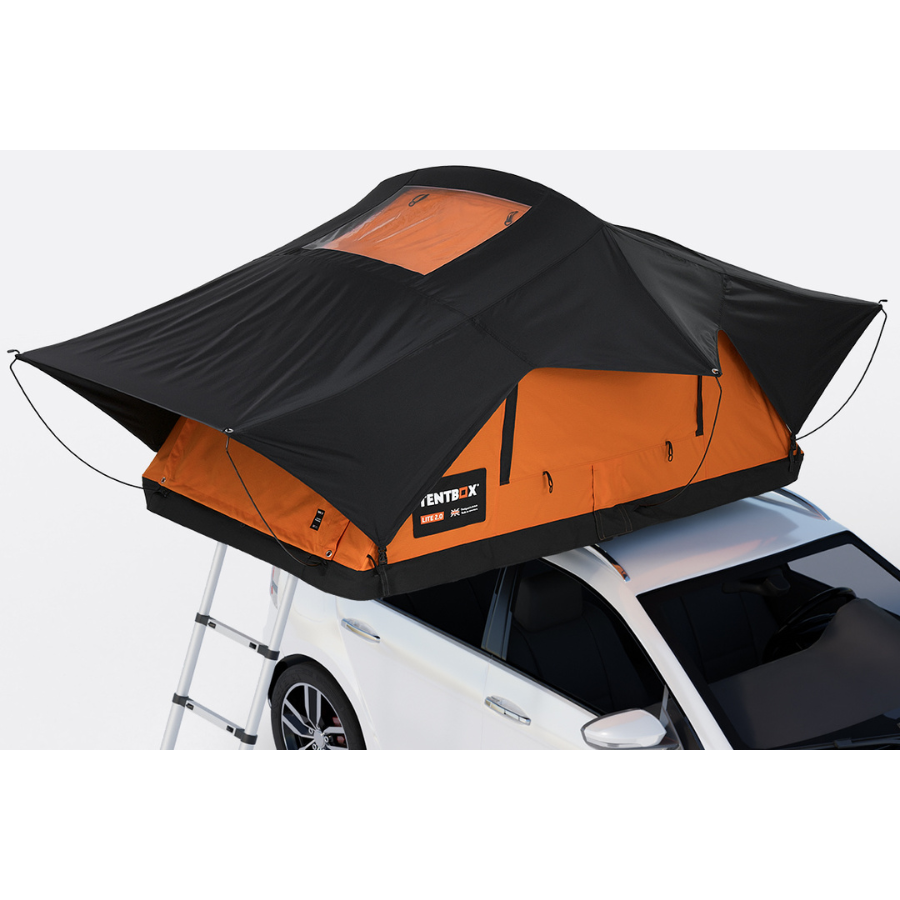 TentBox Lite 2.0 Rooftop Tent corner profile - sunset color