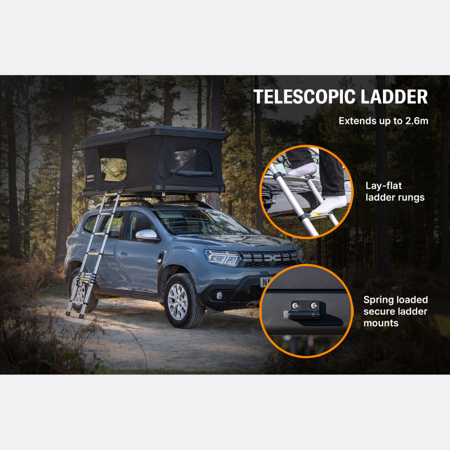 TentBox Classic 2.0 Rooftop Tent telescoping ladder info