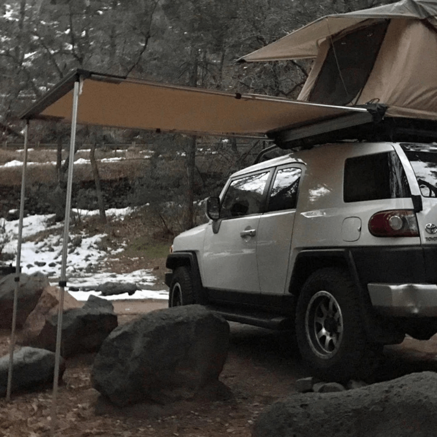Tuff Stuff Overland Truck or Car Awning, 4.5x6 Feet, Poly - Cotton Ripstop Fabric, Tan - Beyond The Grid Overland
